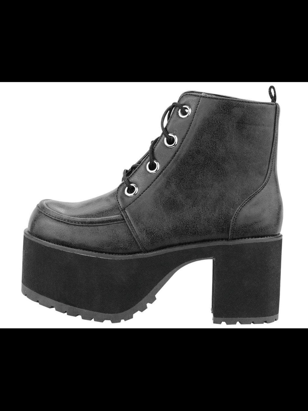 T.U.K. Nosebleed Distressed Black Platform Boots Women’s Size 9